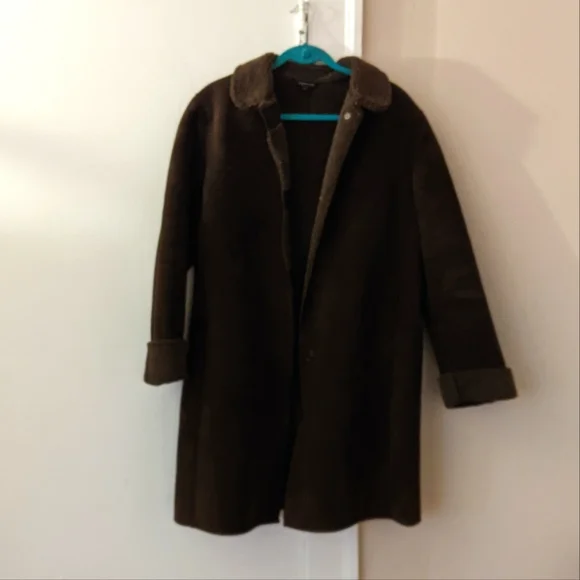 Chocolate brown faux shearling coat - Picture 1 of 3